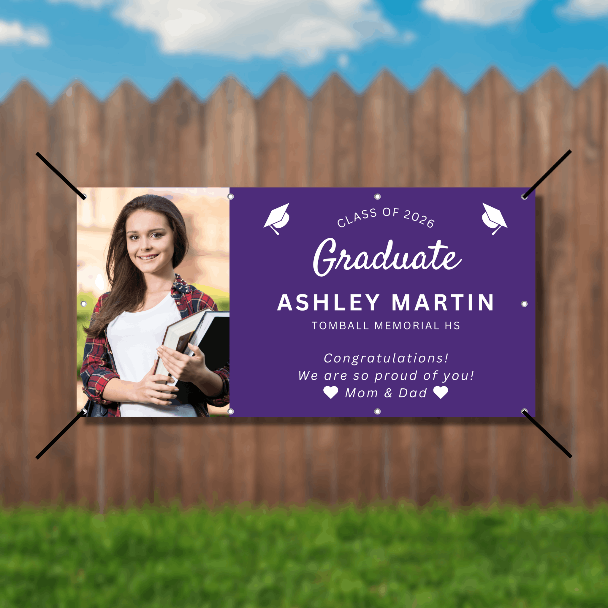 Modern Graduation Banner | Custom Photo & Text | Ships Fast TX